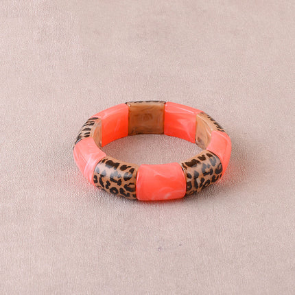 Bracelet élastie - perles en résine et en résine motif léopard