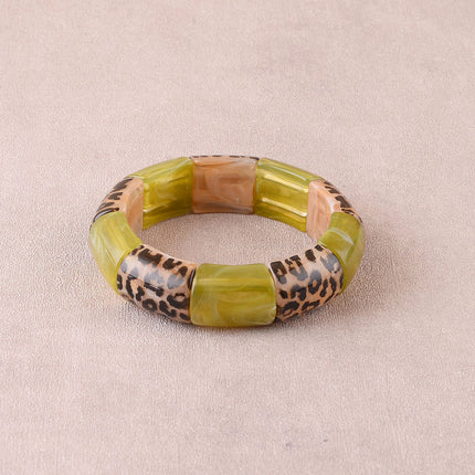 Bracelet élastie - perles en résine et en résine motif léopard