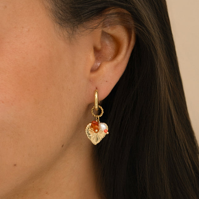 Hoop earrings - charms (heart, freshwater pearl, natural stones)