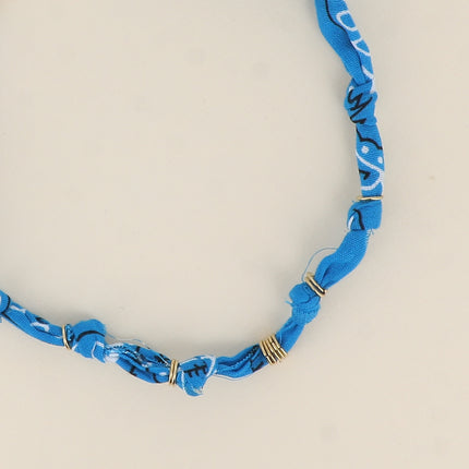 Collier - ruban bandana et anneaux en acier inoxydable