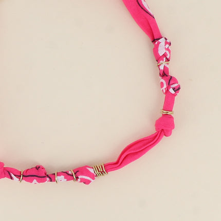 Collier - ruban bandana et anneaux en acier inoxydable