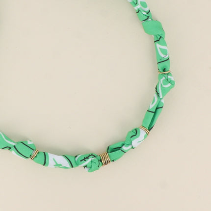Collier - ruban bandana et anneaux en acier inoxydable