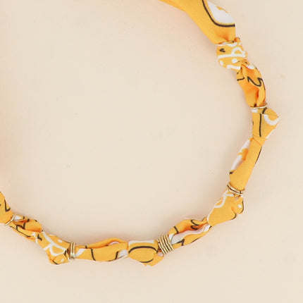 Collier - ruban bandana et anneaux en acier inoxydable