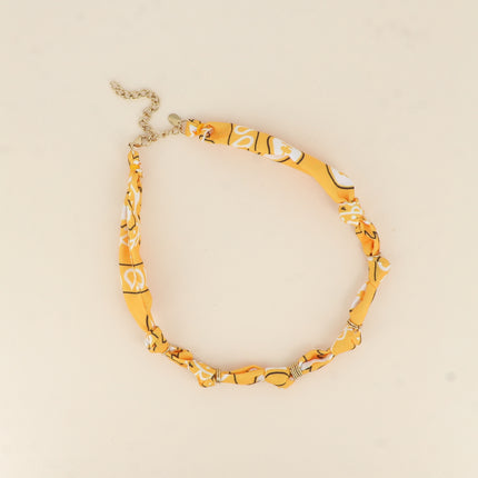 Collier - ruban bandana et anneaux en acier inoxydable