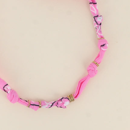 Collier - ruban bandana et anneaux en acier inoxydable