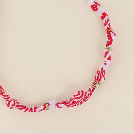 Collier - ruban bandana et anneaux en acier inoxydable