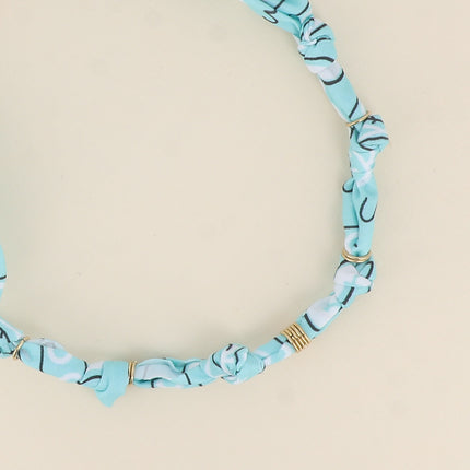 Collier - ruban bandana et anneaux en acier inoxydable
