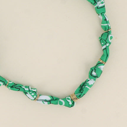 Collier - ruban bandana et anneaux en acier inoxydable