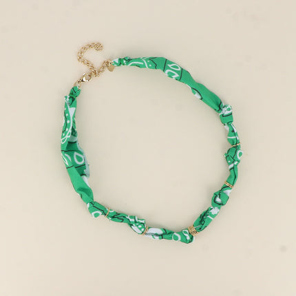 Collier - ruban bandana et anneaux en acier inoxydable