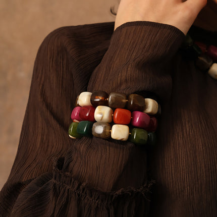 Bracelet élastique Arsénia - perles de résine cubiques