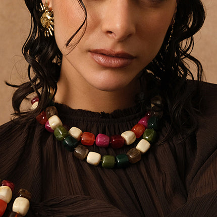 Collier Arsénia - perles de résine cubiques