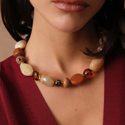 Théolys necklace - on cord, resin beads, leopard