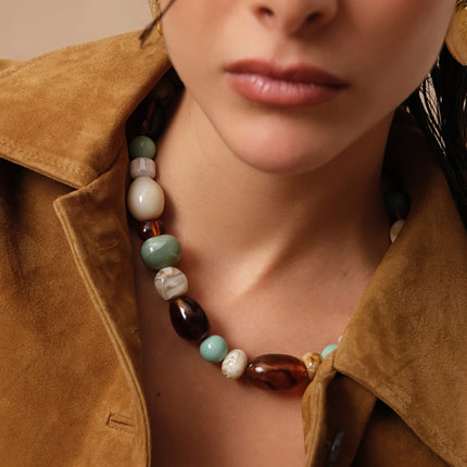 Collier Néréline - sur cordon, perles de résine