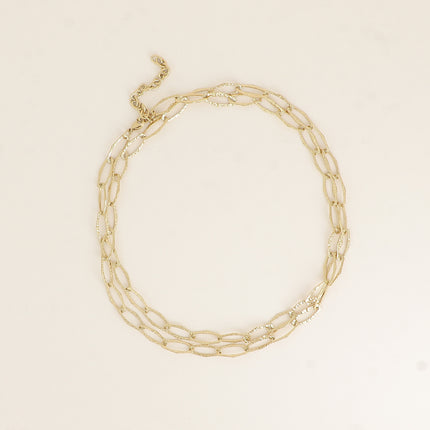 Necklace - mesh with large textured oval rings 90+7CM