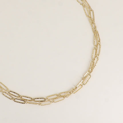 Long necklace - textured oval ring mesh 90+7CM