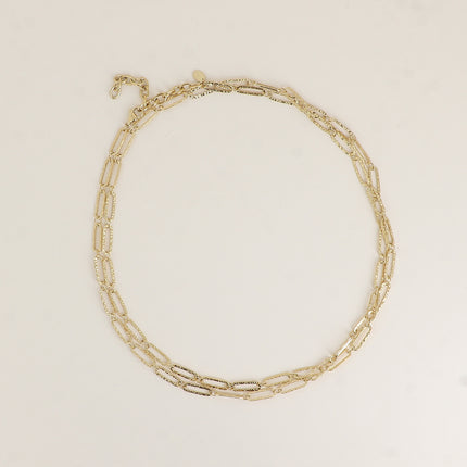Long necklace - textured oval ring mesh 90+7CM