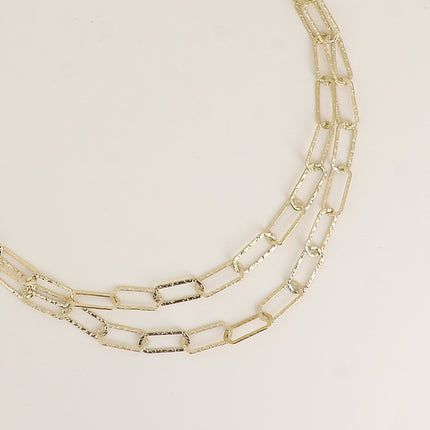 Long necklace - textured hexagonal ring mesh 90+7CM