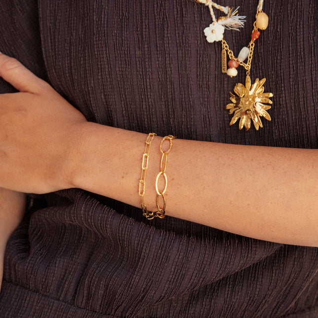 Faustine bracelet - textured large oval link chain