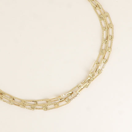 Long necklace - textured rectangular ring mesh 90+7CM