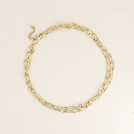 Long necklace - textured rectangular ring mesh 90+7CM