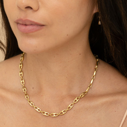 Necklace - coffee bean link, brushed effect