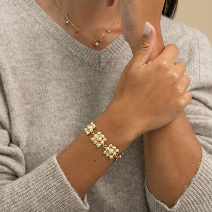 Bracelet - maillons en forme de damier brossé