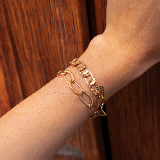 Solal bracelet - large oval link chain with a brushed matte finish