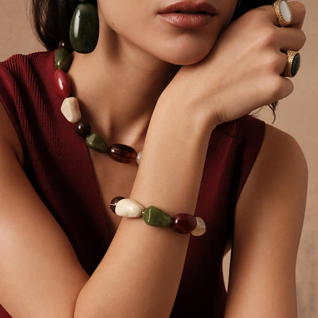 Bracelet élastique Dorlane - perles en résine