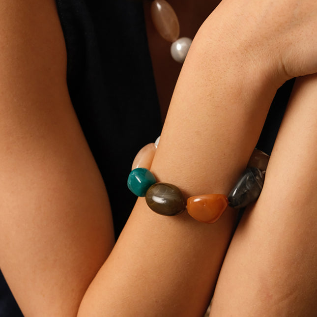 Bracelet élastique Vesperine - perles en résine