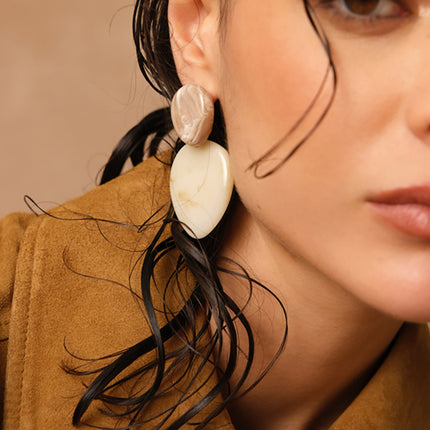 Orphea Dangle Earrings - 2 resin pieces