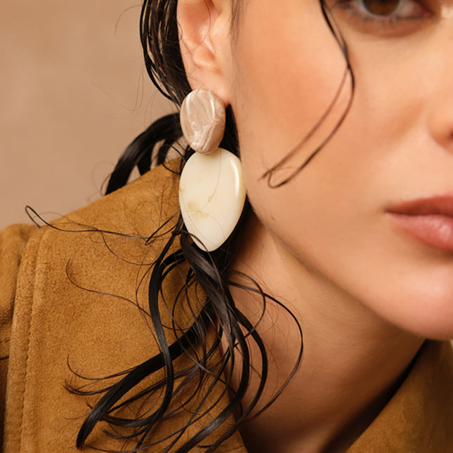Orphea Dangle Earrings - 2 resin pieces