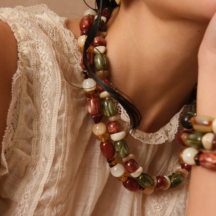 Collier Orévia - sur cordon, perles en résine