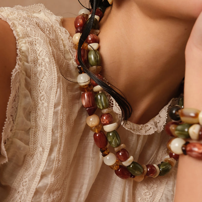Orévia Necklace - on a cord, resin beads