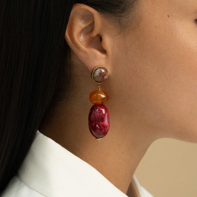 Dangle earrings - 3 pieces in resin