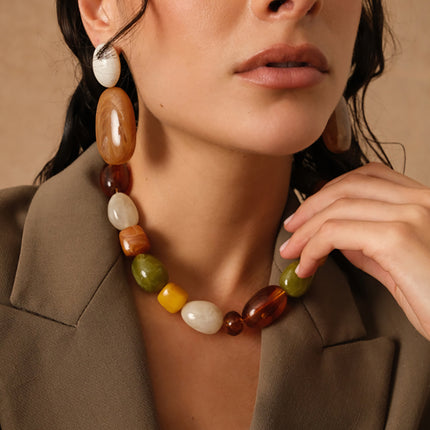 Azélia Necklace - on cord, resin beads