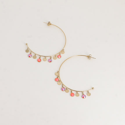 Créoles - pampilles rondes ornées de cristaux Swarovski®