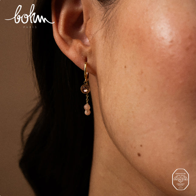 Soly Creole Earrings - adorned with Swarovski® crystals and natural stones