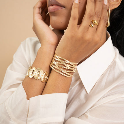 Cuff - 8 textured rings