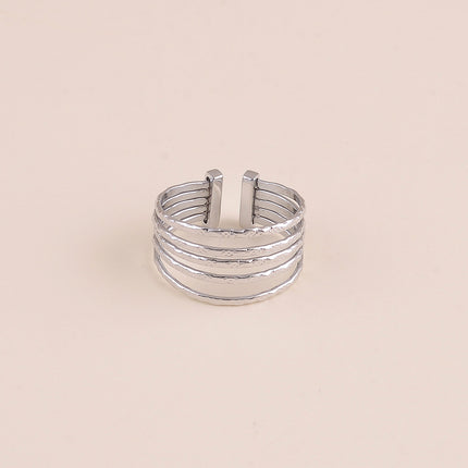 Bague - 5 anneaux texturés pointillés
