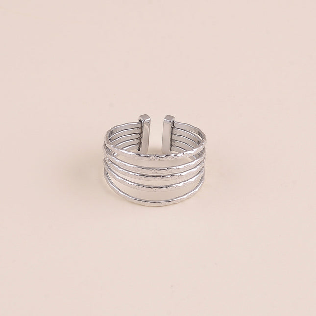 Bague - 5 anneaux texturés pointillés
