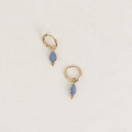 Aveny Creole Earrings - natural stone drop and 3 balls