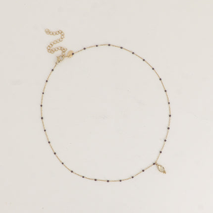 Aveny Necklace - enamelled chain and natural stone drop pendant