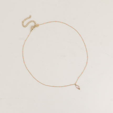Aveny Necklace - enamelled chain and natural stone drop pendant