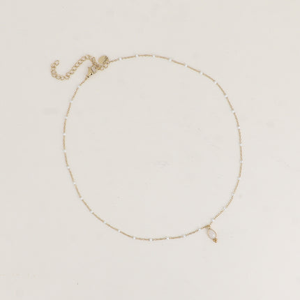Aveny Necklace - enamelled chain and natural stone drop pendant