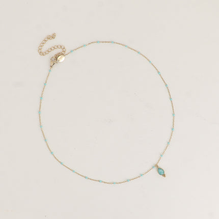Aveny Necklace - enamelled chain and natural stone drop pendant