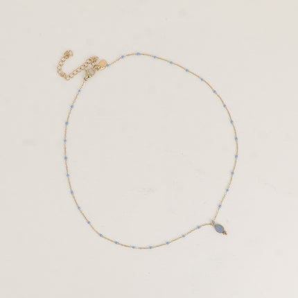Aveny Necklace - enamelled chain and natural stone drop pendant