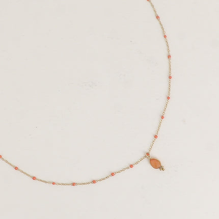 Aveny Necklace - enamelled chain and natural stone drop pendant
