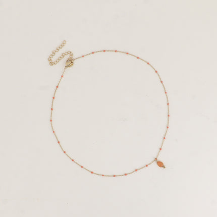 Aveny Necklace - enamelled chain and natural stone drop pendant
