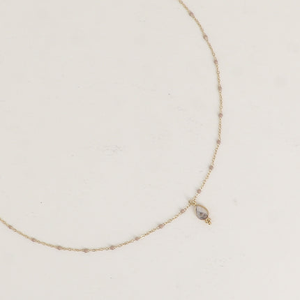 Aveny Necklace - enamelled chain and natural stone drop pendant