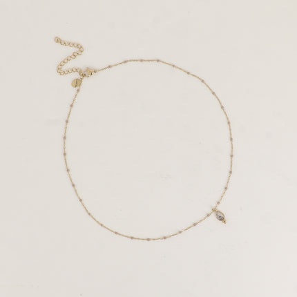 Aveny Necklace - enamelled chain and natural stone drop pendant